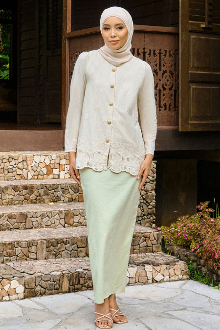 COTTON Haliza Blouse & Skirt - Rice/Apple Mint