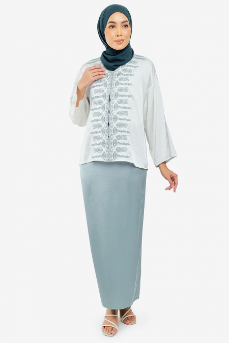 Wibawa Blouse & Skirt - Cream/Dusty Mint