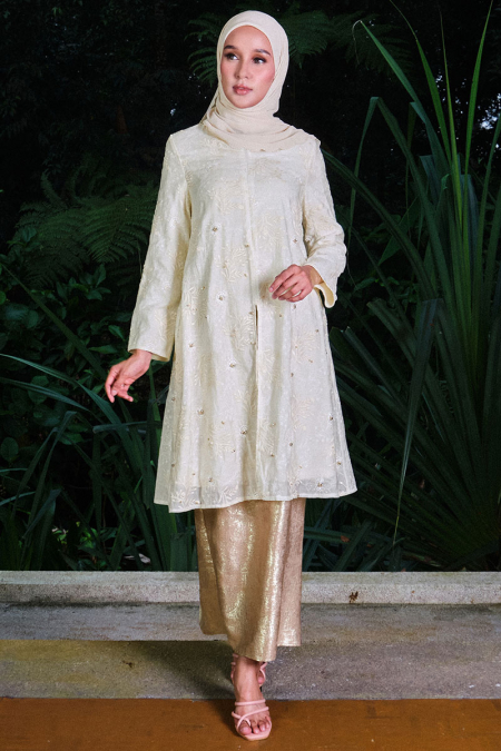 Utuh Blouse & Skirt - Cream/Champagne