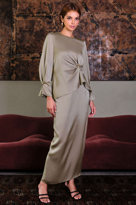 Bersama Blouse & Skirt - Moss Green