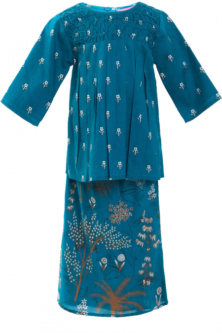 KIDS Lebaran Set - Teal/Brown