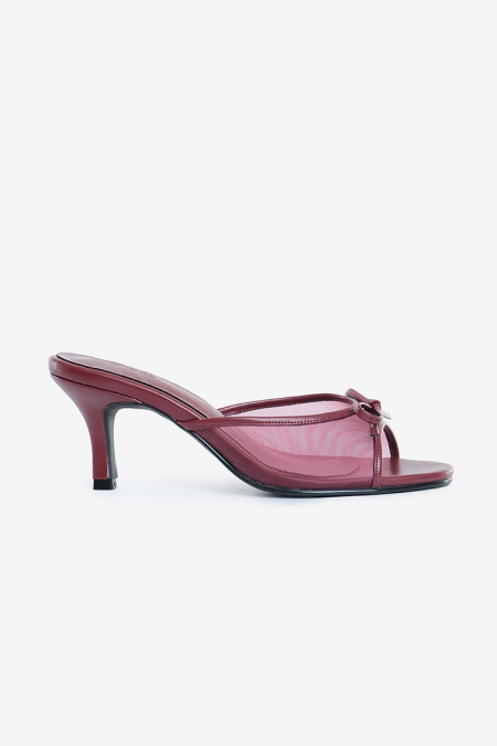 Nermin Mesh Bow Heels - Mahogany