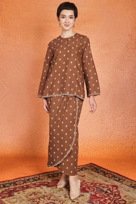 COTTON Ketipak Blouse & Skirt - Rustic Brown