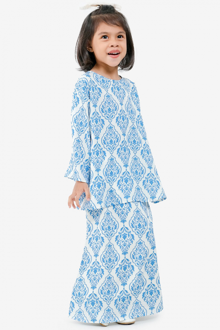 KIDS Raihanab Set - Cream/Blue Damask