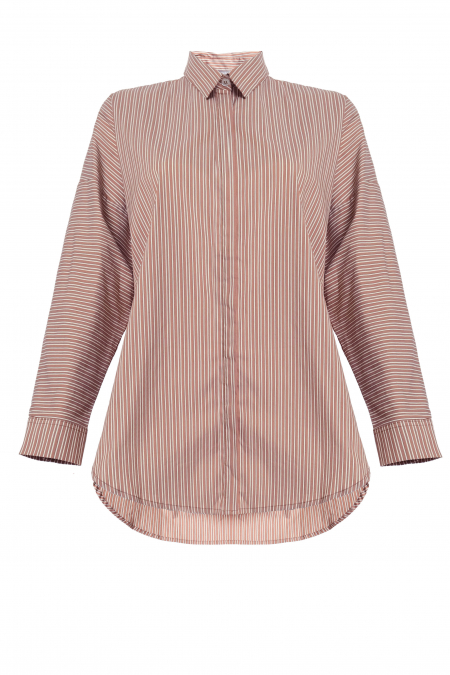 Xafifa Front Button Shirt - Mocha Stripe