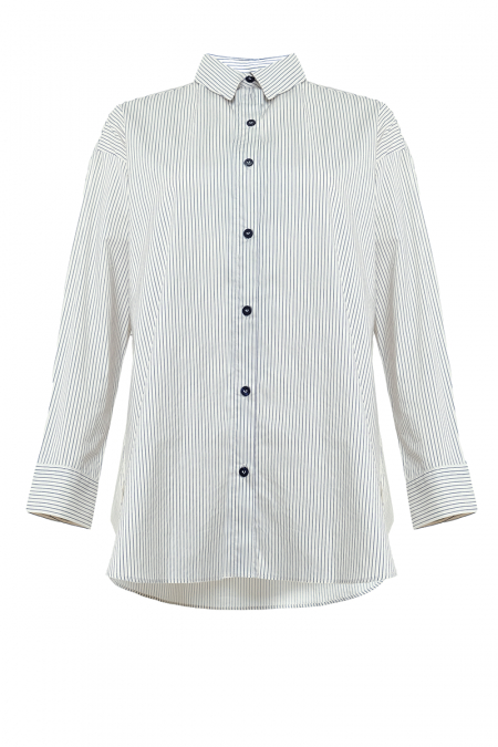 Humayra Front Button Shirt - Cream/Navy Stripe