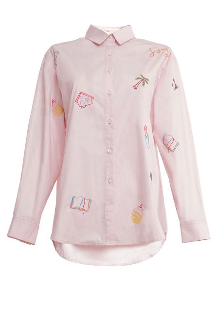 Sweet Escape Front Button Shirt - Ice Pink