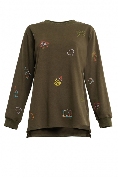 All My Favourites Round Neck Sweater - Dark Olive