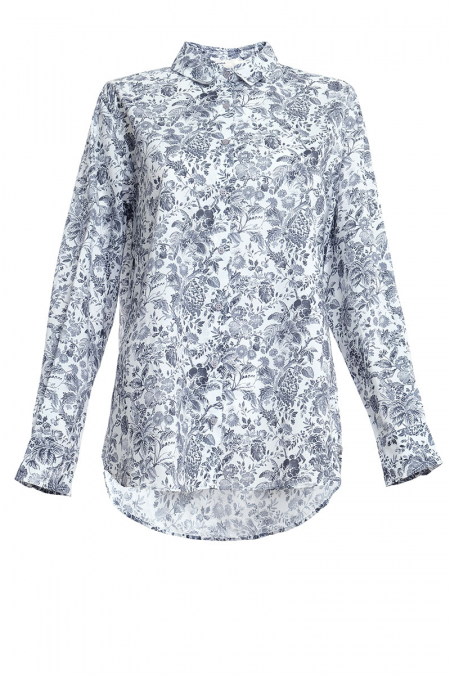 Mason Front Button Shirt - Black Print