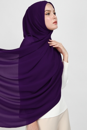Aida XL Chiffon Tudung Headscarf - Dark Purple