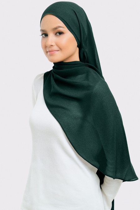 Aida Chiffon Tudung Headscarf - Dark Green