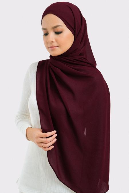 Aida Chiffon Tudung Headscarf - Burgundy