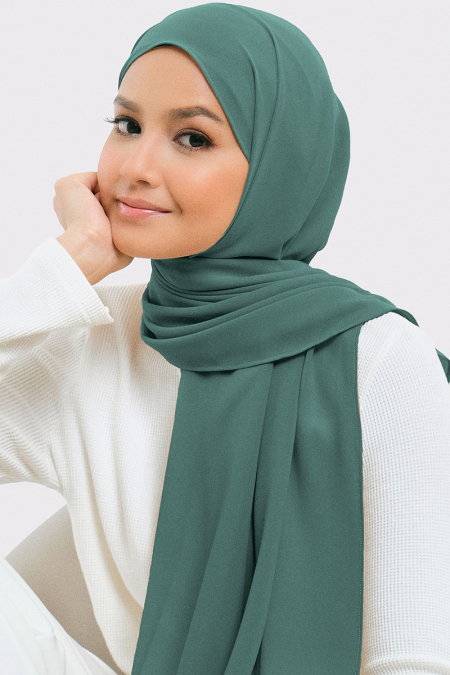 Aida Chiffon Tudung Headscarf - Dusty Green